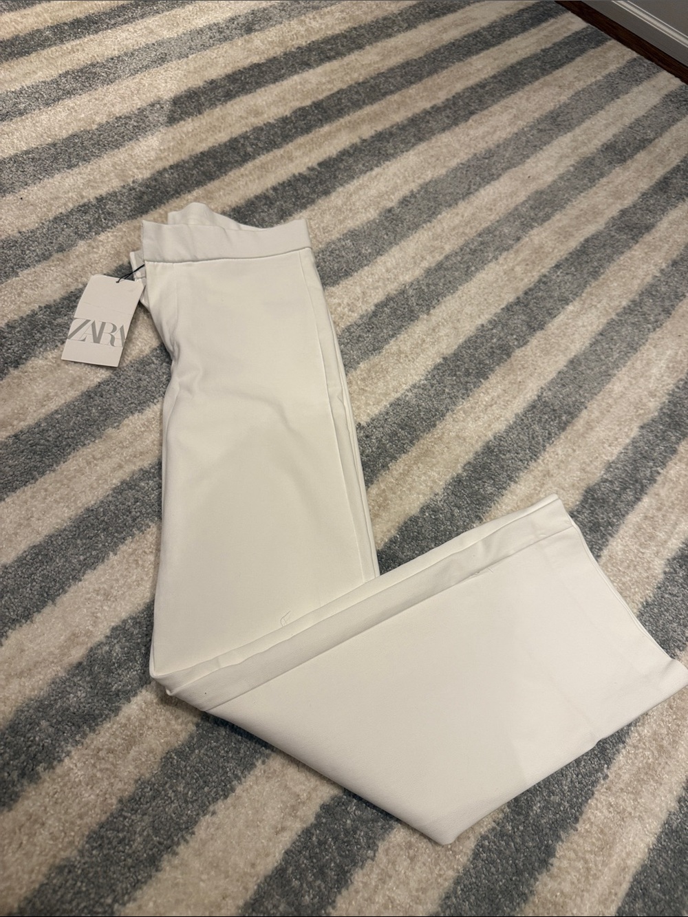 Zara Cream Tailored Wide-Leg Trousers